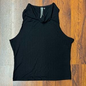 Anthropologie Sleeveless Ribbed Knit Mock Neck Top – Black (Size S) 🖤✨